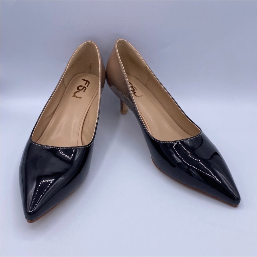 FSJ Women Classic Kitten Heels Pointy Toe Pumps